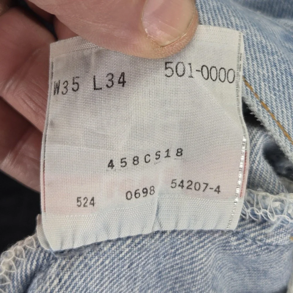 Vintage Levis 501 Jeans Mens Blue Straight Button Fly USA Altered Hem Fits 32x30